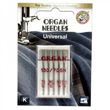 Голки для швейних машин ORGAN 130/705H універсальні №70-100, 5 шт