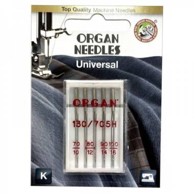 Голки для швейних машин ORGAN 130/705H універсальні №70-100, 5 шт