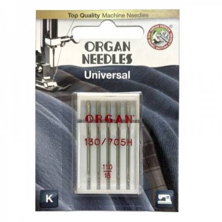 Голки для швейних машин ORGAN 130/705H універсальні №110, 5 шт