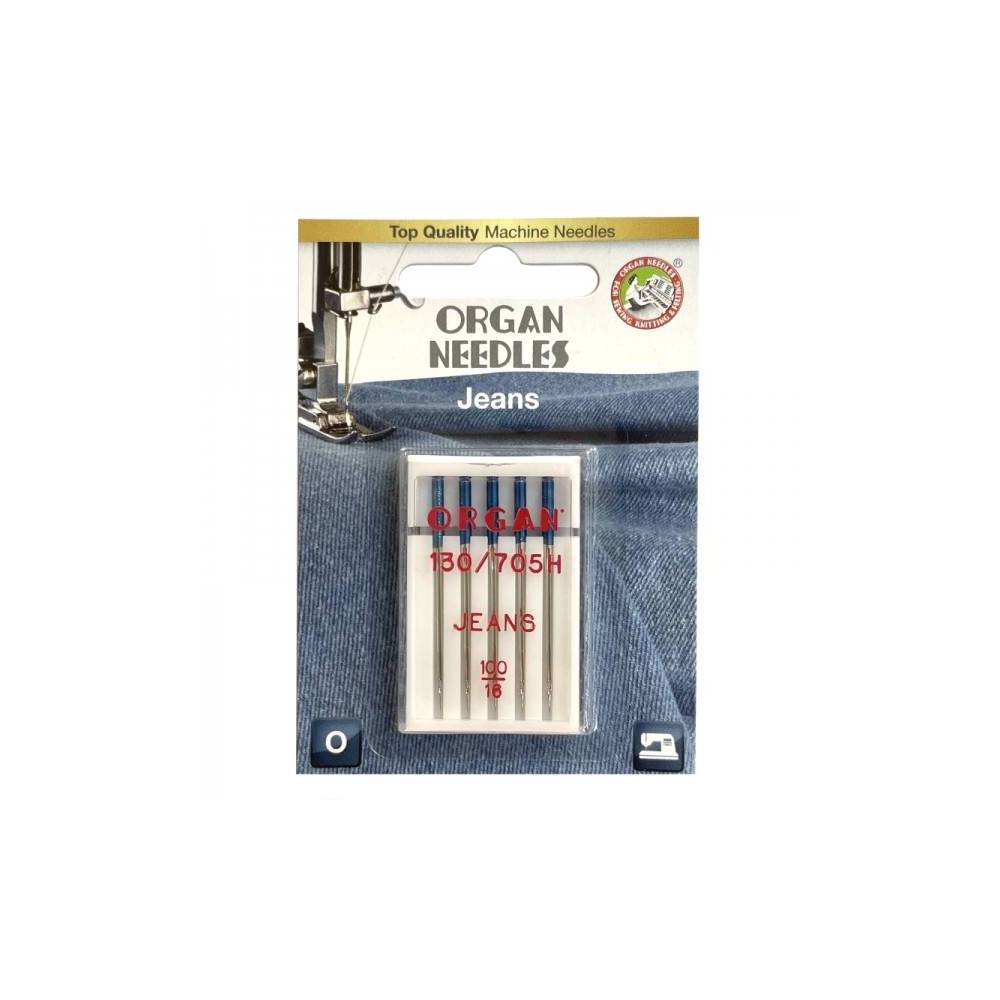 Needles for sewing machines ORGAN 130/705H Jeans №100 5 pcs