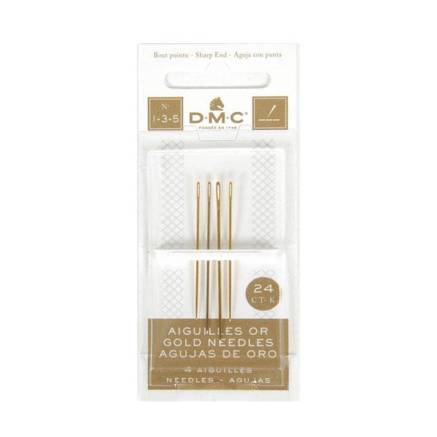 Gold-plated embroidery needles No. 1/3/5, 4 pcs., DMC (6132/6)