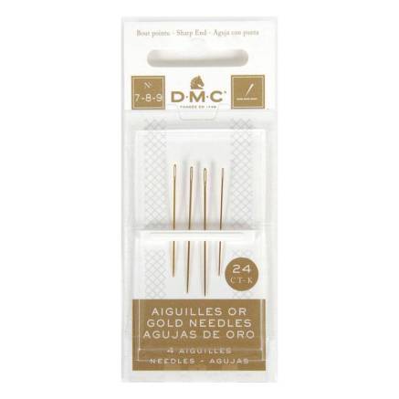 Gold-plated embroidery needles No. №7/8/9, 4 pcs., DMC (6133/6)