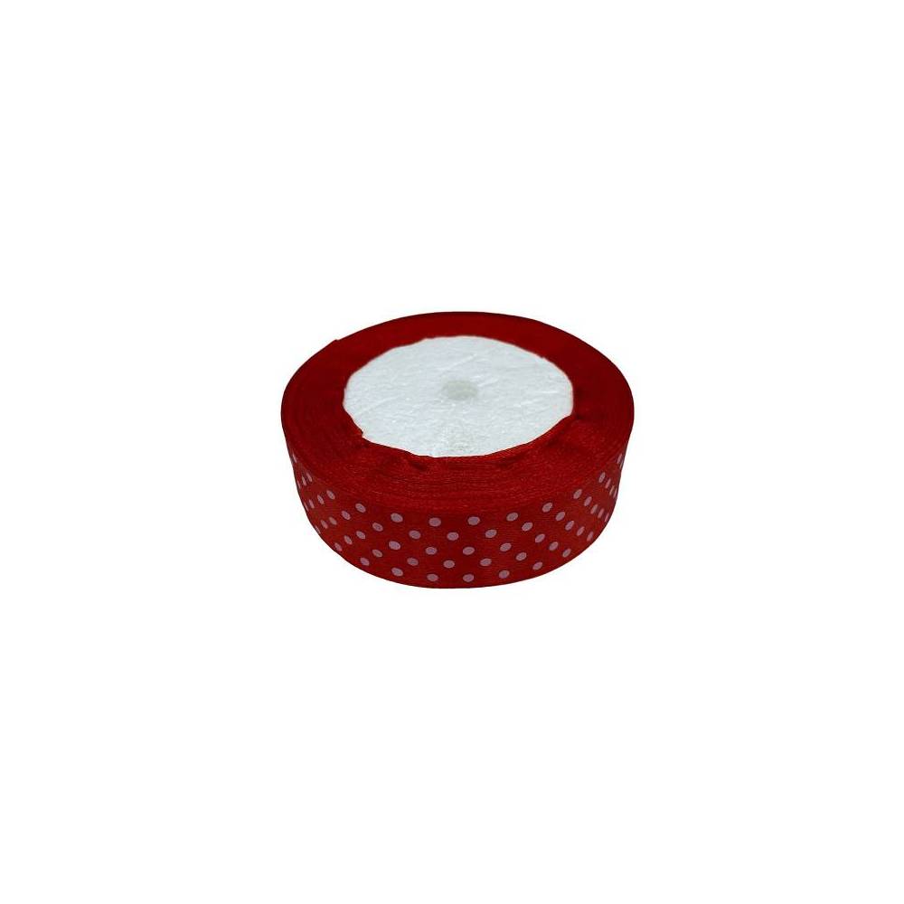 Satin ribbon 2.5 cm, red with polka dots Satin ribbon 2.5 cm, red with polka dots