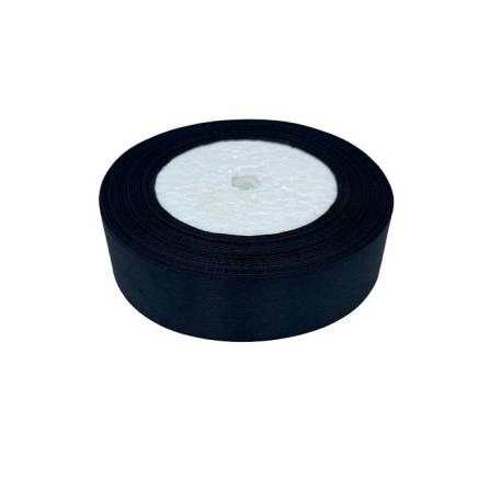 Satin ribbon 2.5 cm, black (39)