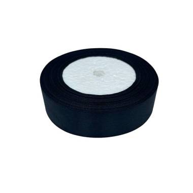 Satin ribbon 2.5 cm, black (39)