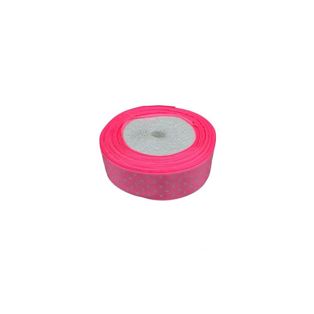Satin ribbon 2.5 cm, pink with polka dots. Satin ribbon 2.5 cm, pink with polka dots.