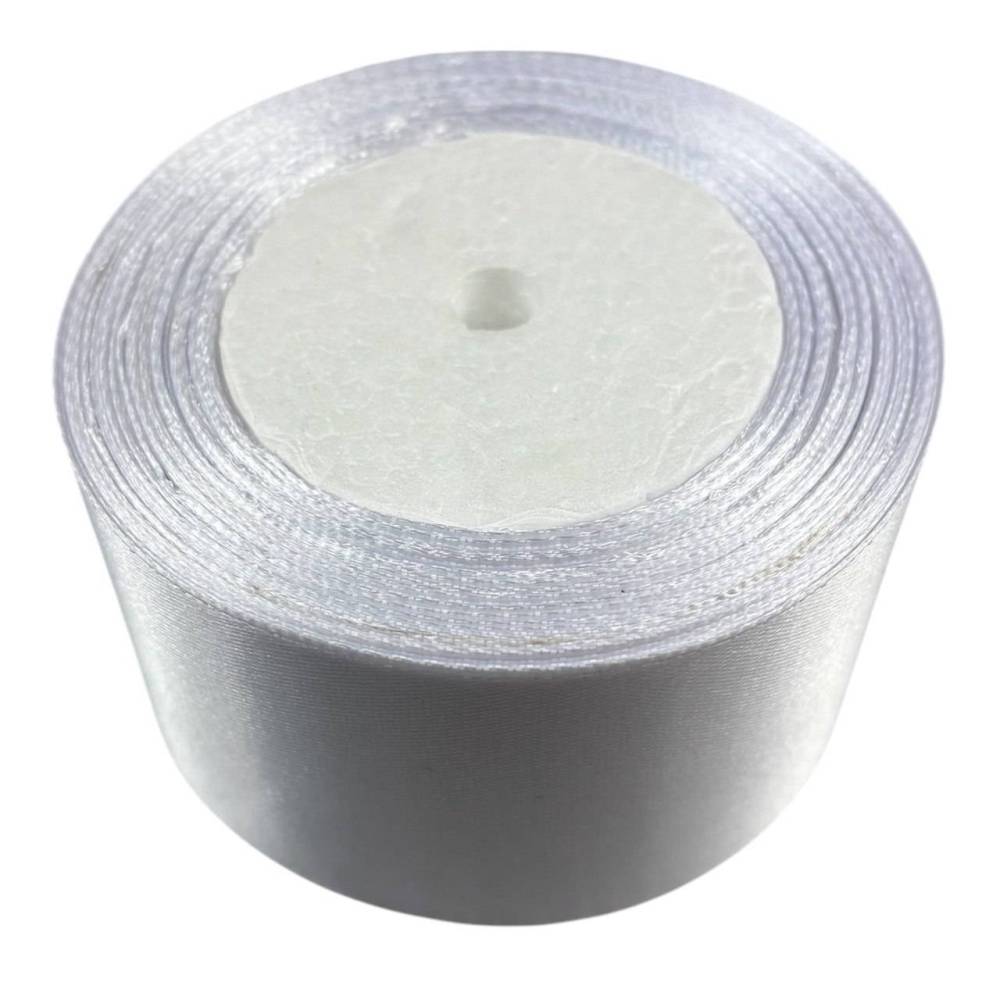 Satin ribbon 5 cm, white Satin ribbon 5 cm, white