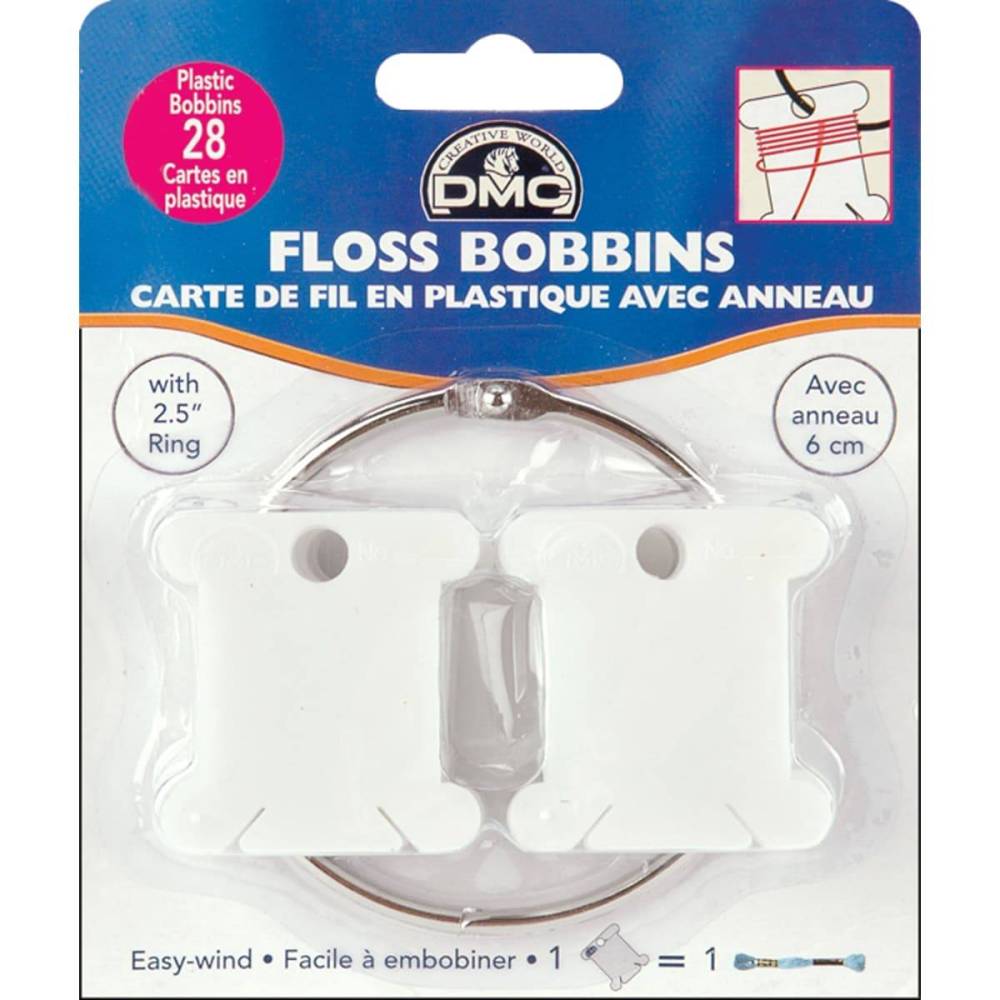 Plastic spools for floss with ring, DMC (6105/12)