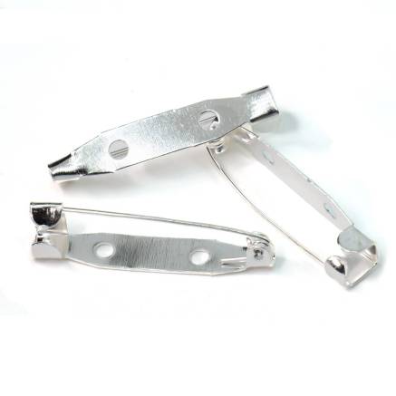 Brooch Pin with Clasp - 25mm Silver