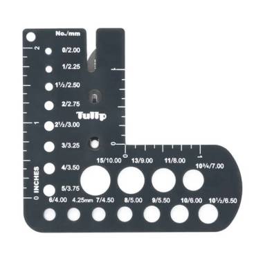 Knitting Needle Diameter Measuring Ruler with Thread Cutter Tulip CTMM-64