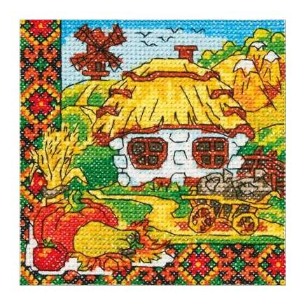 Cross Stitch Kit - Ukraine Hut Harvest, LADY (01301)