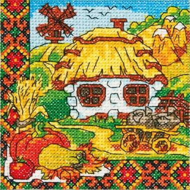 Cross Stitch Kit - Ukraine Hut Harvest, LADY (01301)
