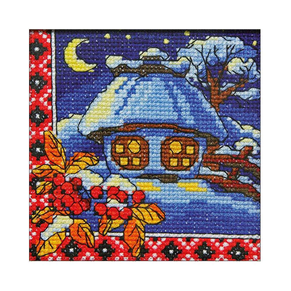 Cross stitch kit Hut Winter Night, Lady (01272)