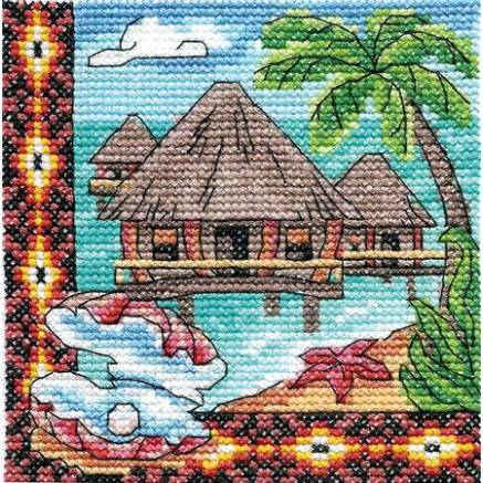 Cross Stitch Kit - Ukraine Hut Oceanic Bungalow, LADY (01279)