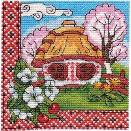 Cross Stitch Kit - Ukraine Hut Podolia in Bloom, LADY (01294)