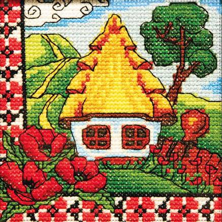 Cross Stitch Kit - Ukraine Hut Poppies of Polesia, LADY (01275)