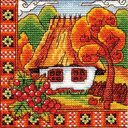 Cross Stitch Kit - Ukraine Hut Autumn Bucovina, LADY (01270)