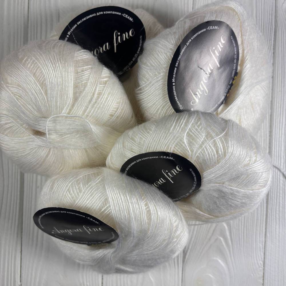 Yarn set (5 skeins of 50 g) Seam Angora Fine 110601 white