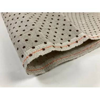 Evenweave Fabric 32 ct Belfast (cut 70*50 cm), 3609/5392 - Raw linen/brown dots, Zweigart
