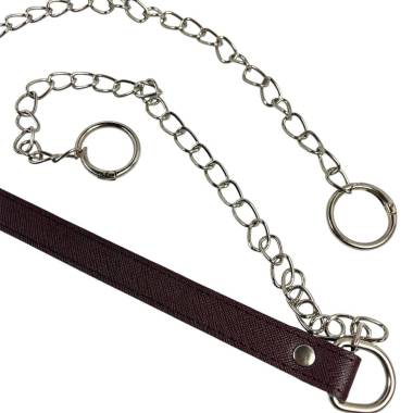 Brown bag handle with chain 120 cm, silver lobster clasp 2 cm