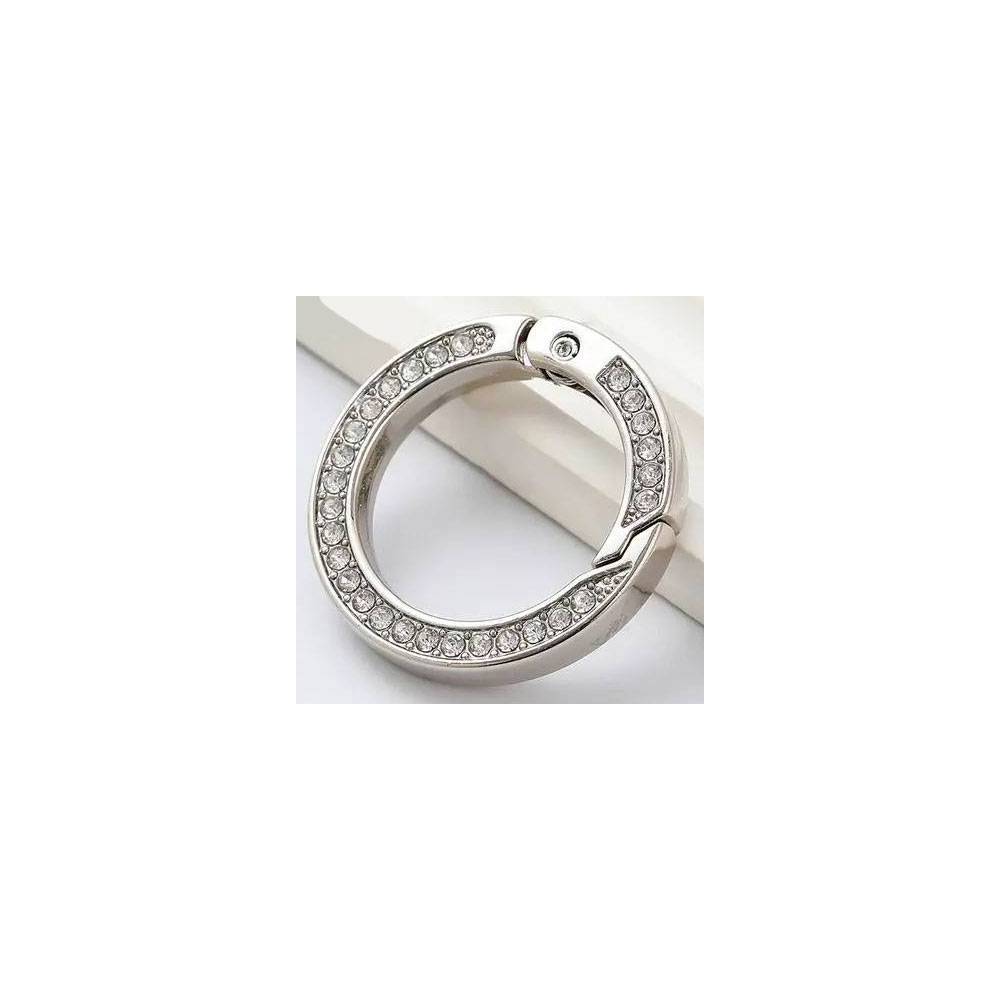Ring-carabiner with rhinestones for bags 3.5*2.5 cm, silver