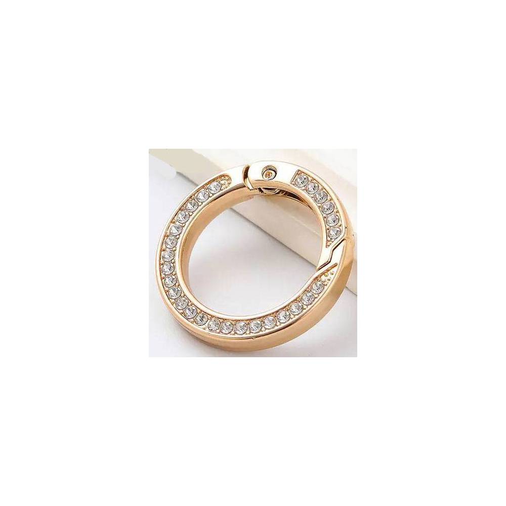 Ring-carabiner with rhinestones for bags 3.5*2.5 cm, gold