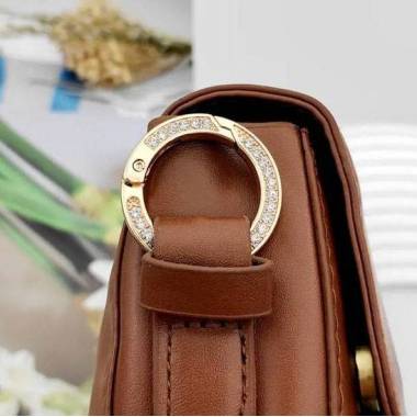 Ring-carabiner with rhinestones for bags 2.5*1.7 cm, gold