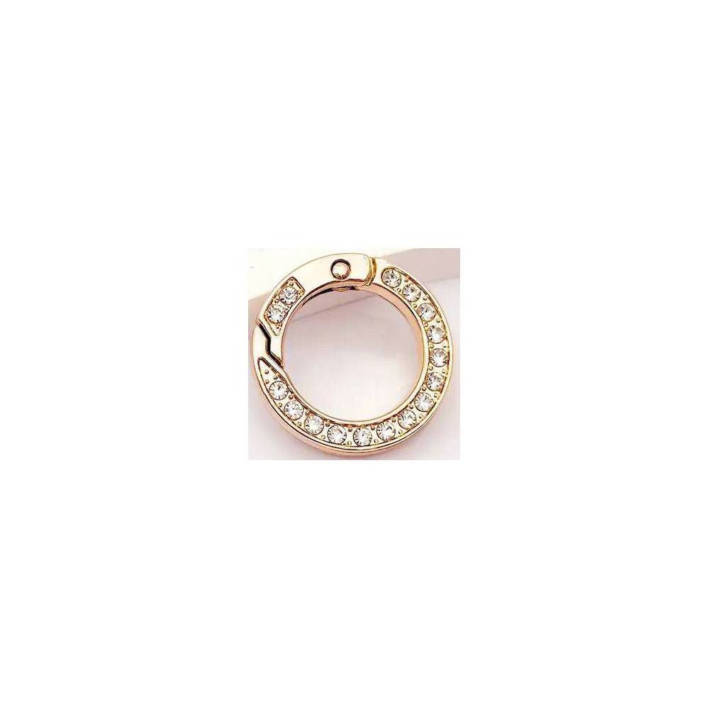 Ring-carabiner with rhinestones for bags 2.5*1.7 cm, gold