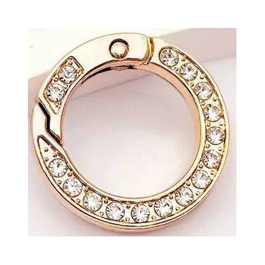 Ring-carabiner with rhinestones for bags 2.5*1.7 cm, gold