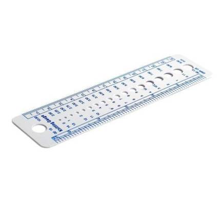 Ruler for measuring the diameter of knitting needles