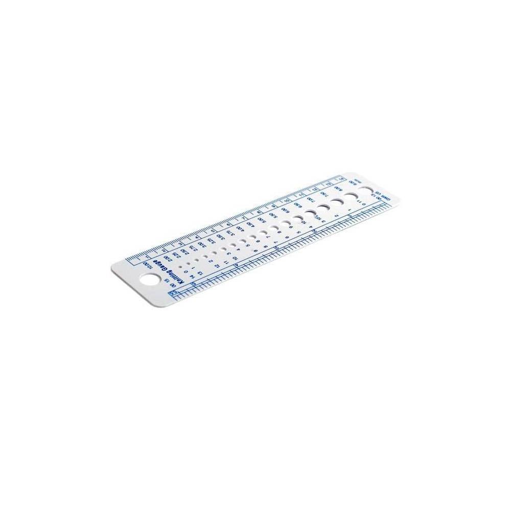 Ruler for measuring the diameter of knitting needles