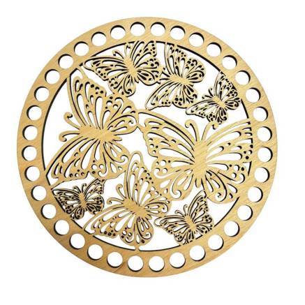 Wooden round openwork bottom, 15 cm (197/15)