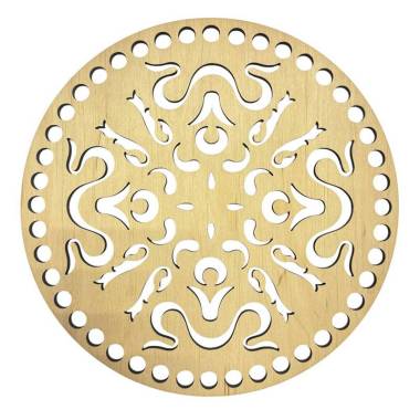 Openwork wooden blank for knitting bags and baskets with a diameter of 18 cm.