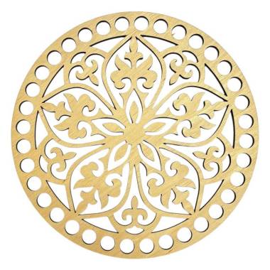 Wooden round openwork bottom, 15 cm (443/15)