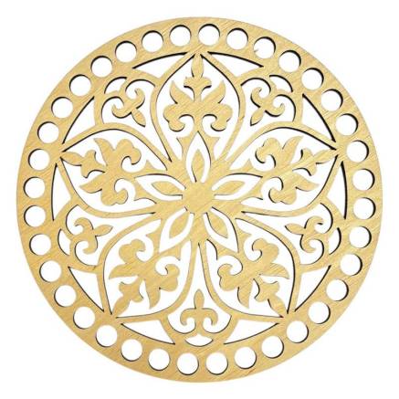 Wooden round openwork bottom, 15 cm (443/15)