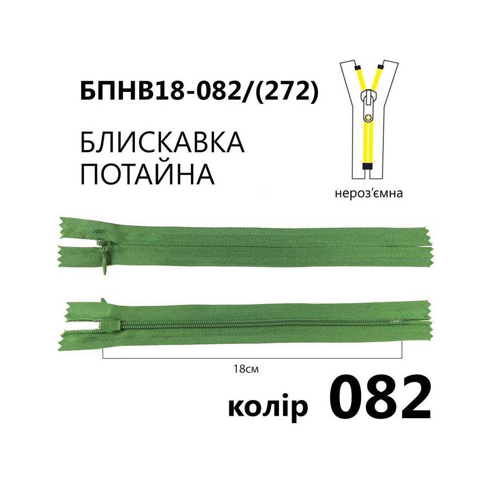 Молния потайная Т3, 18 см, нейлон, малахит