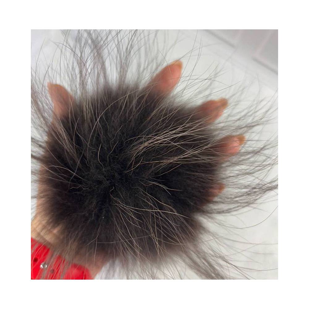 Pompom made of natural raccoon fur, chocolate 15-16 cm Pompom made of natural raccoon fur, chocolate 15-16 cm