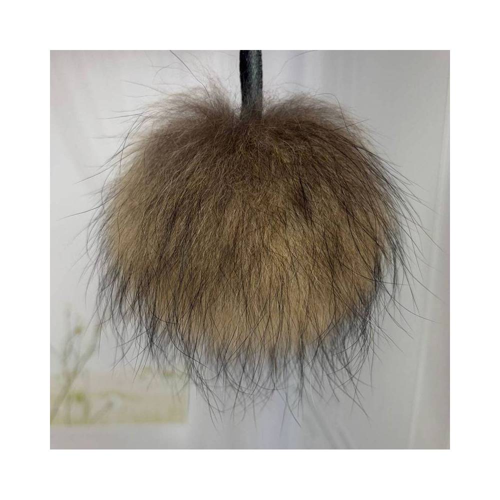 Pompom made of natural raccoon fur 13-14 cm
