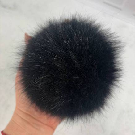 Pompom from the tail of an arctic fox, black 13-15 cm