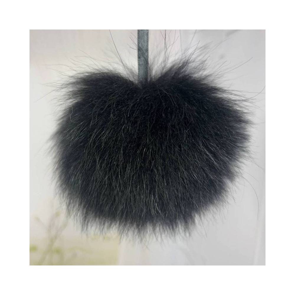 Pompom from the tail of an arctic fox, black 13-15 cm