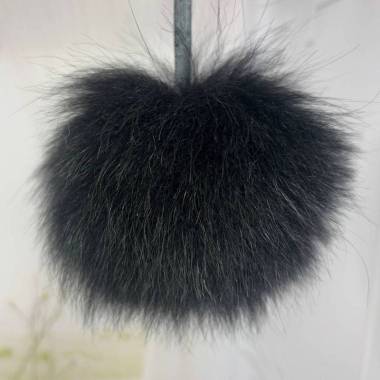 Pompom from the tail of an arctic fox, black 13-15 cm