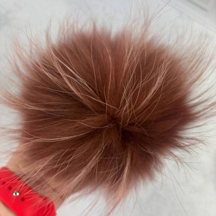Pompom made of natural raccoon fur shimmering copper 17-20 cm
