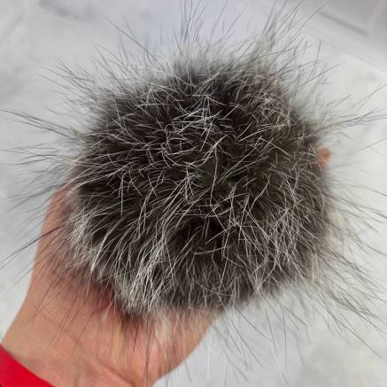Рompom from the spine of a silver fox, natural  15-17 cm