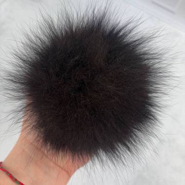 Pompom from the tail of an arctic fox, dark chocolate 13-15 cm