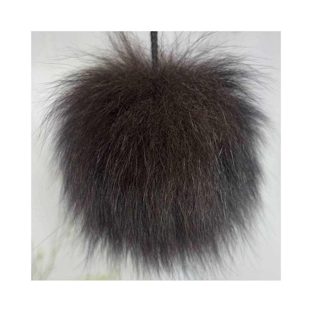 Pompom from the tail of an arctic fox, dark chocolate 13-15 cm