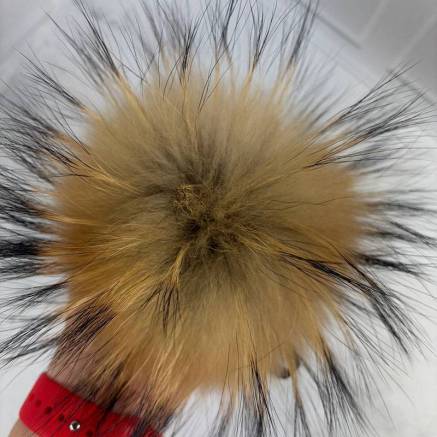 Pompom made of natural raccoon fur 17-20  cm