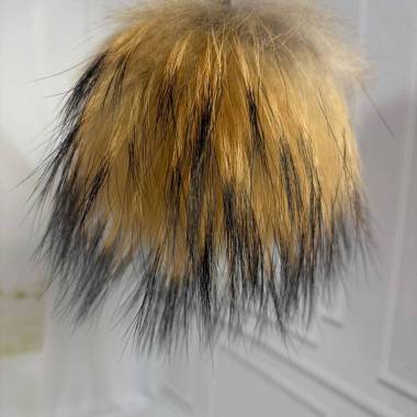 Pompom made of natural raccoon fur 17-20  cm