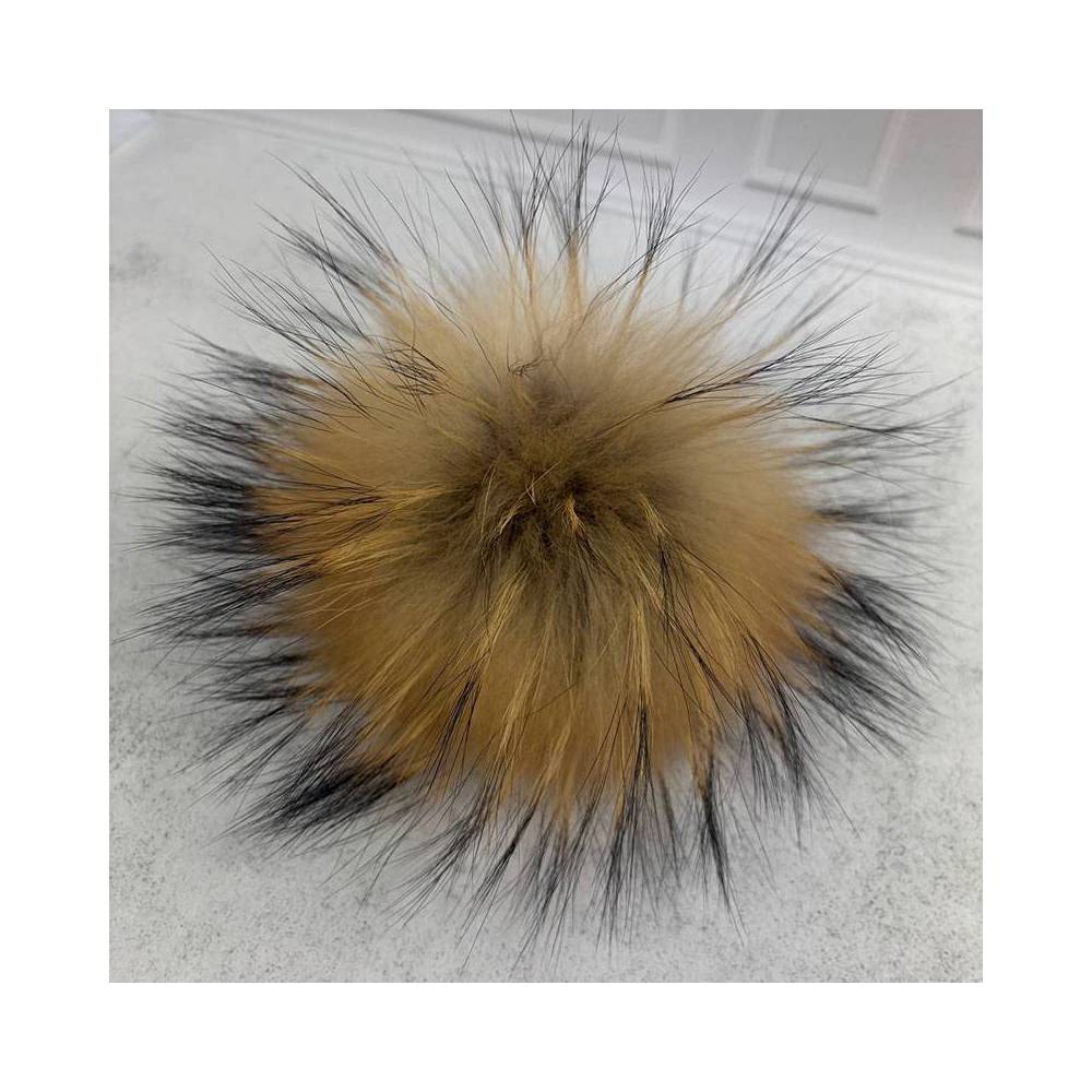 Pompom made of natural raccoon fur 17-20  cm