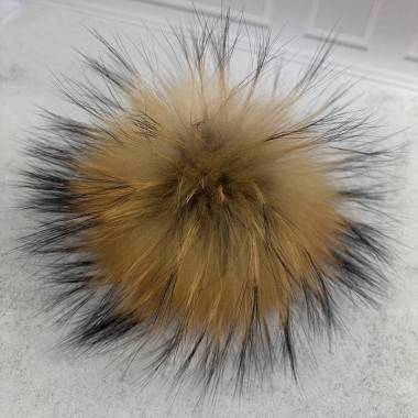 Pompom made of natural raccoon fur 17-20  cm