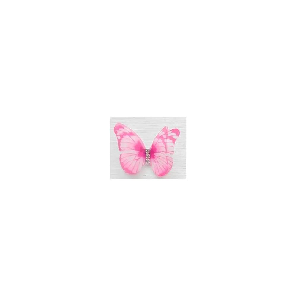 Chiffon butterfly with rhinestones pink